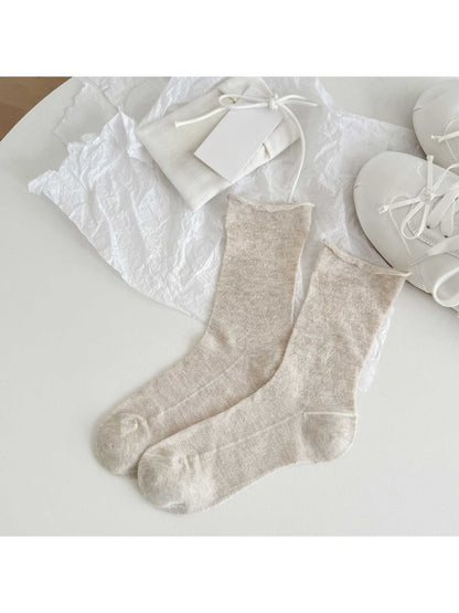 Rufia - Soft Knit Crew Socks with Rolled Cuff