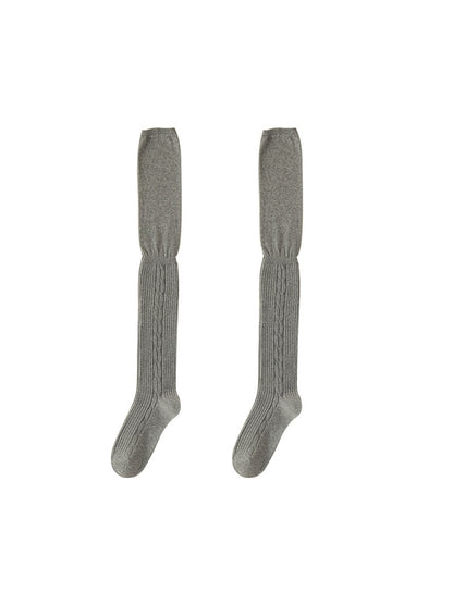Rufia - Solid Color Textured Knee-High Socks