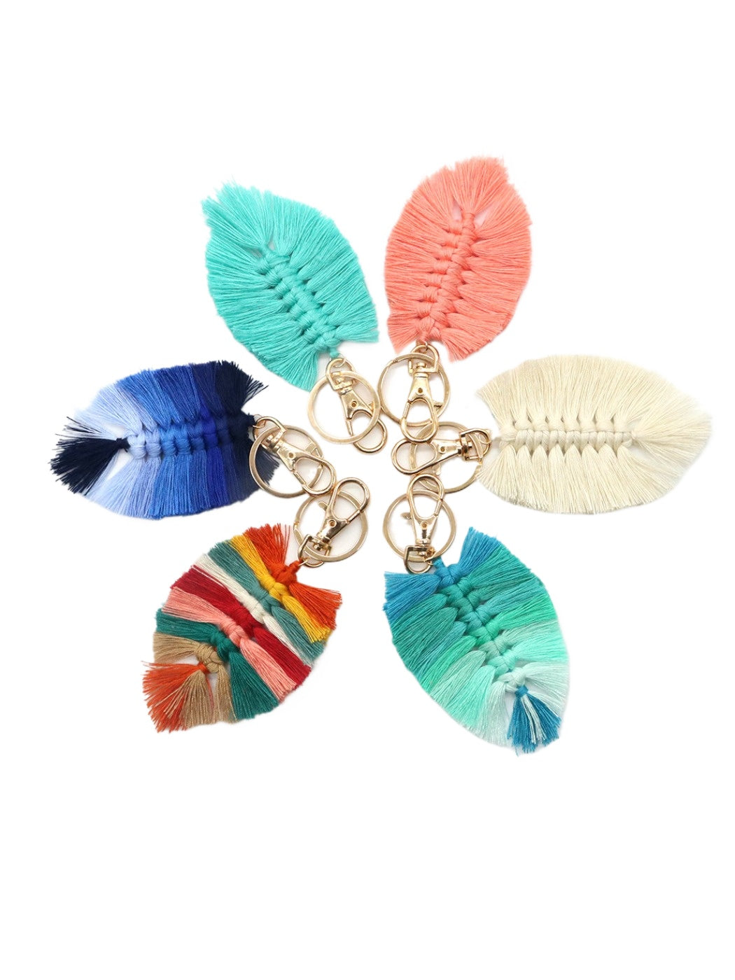 Koco Leaf Shaped Keychain with Tassel with tassel detail