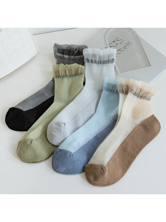Rufia - Casual Ruffle Trim Crew Socks