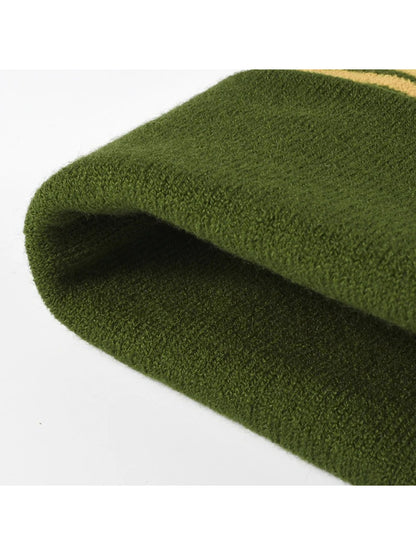 Haila - Striped Pom Cuffed Knit Beanie