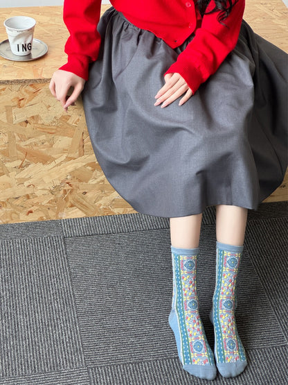 Rufia - Textured Floral Ribbon Socks