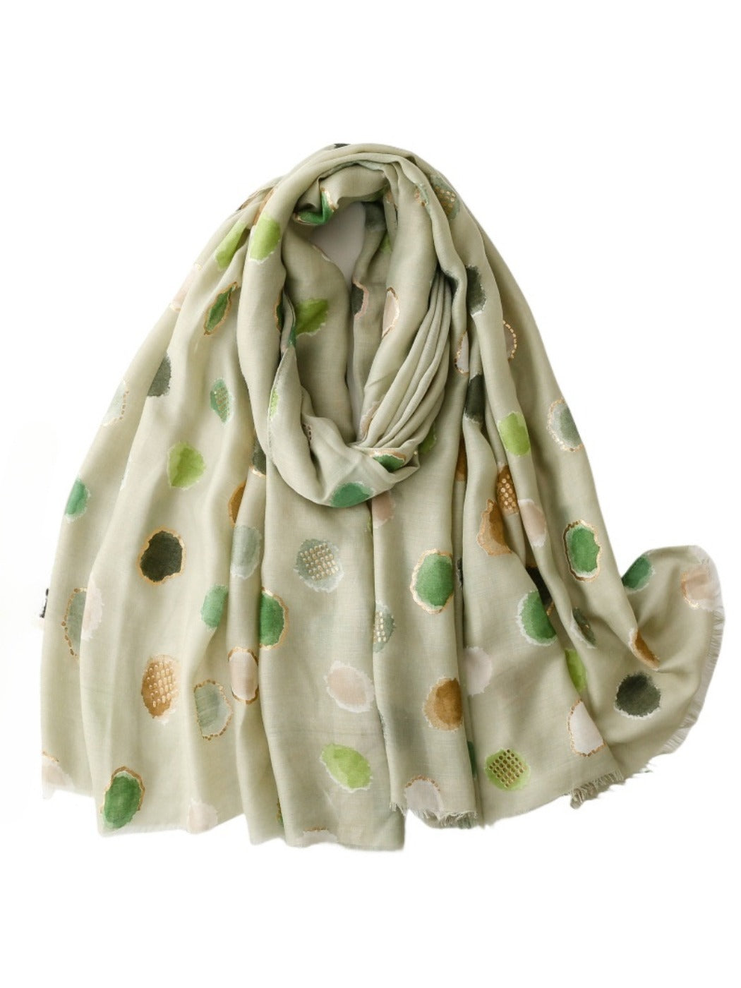 Scarvii - Light Airy Colorful Polka Dot Oversized Scarf