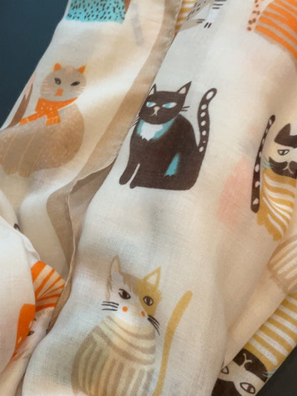 Scarvii - Playful Cat Print Scarf