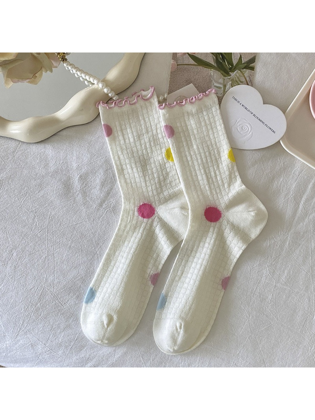 Rufia - Pastel Candy Dot and Stripe Crew Socks