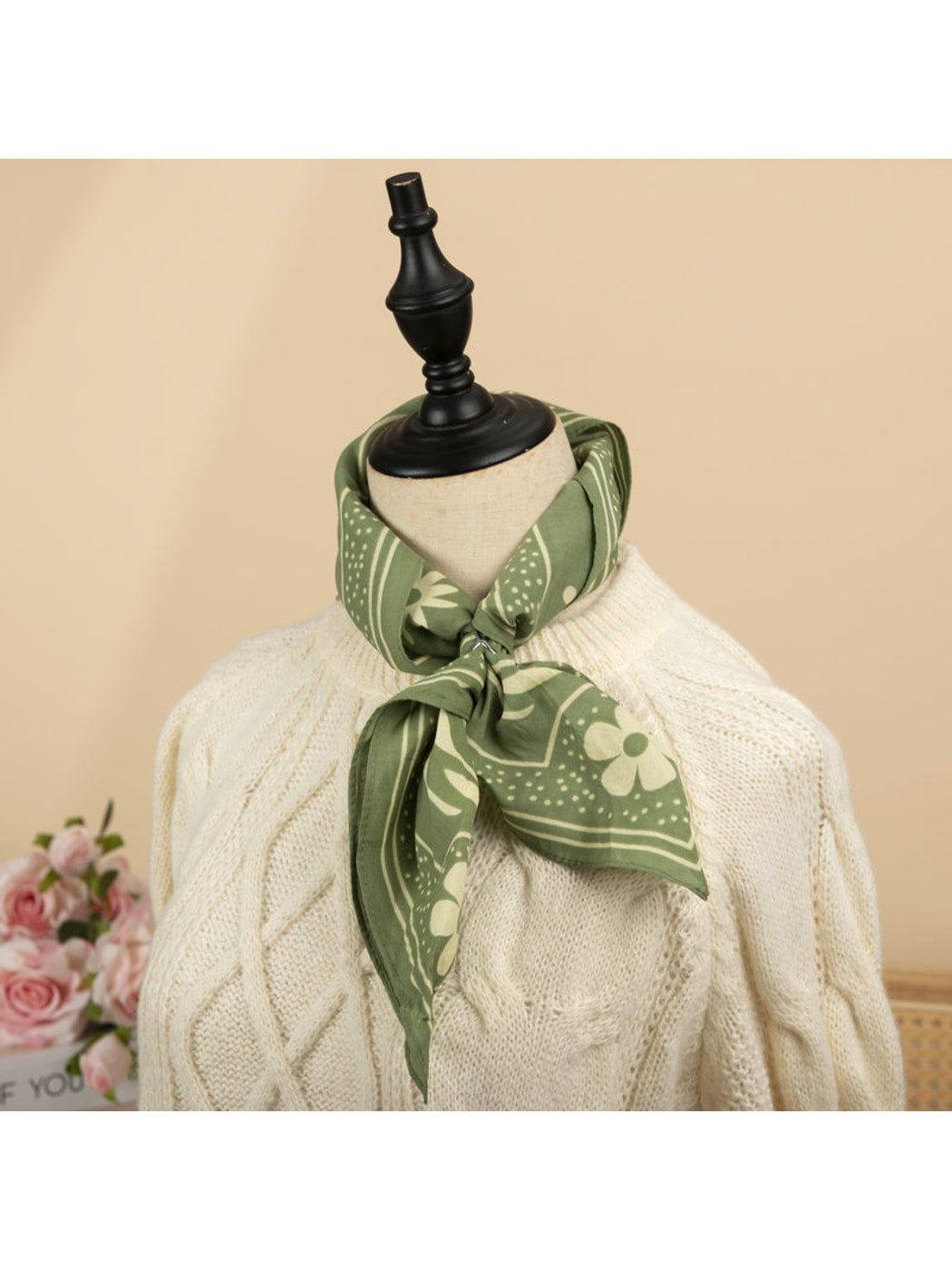 Scarvii - Animal Print Floral Border Square Scarf