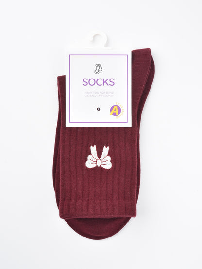 Rufia - Mid-Calf Socks with Bow & Stripe Pattern for Girls