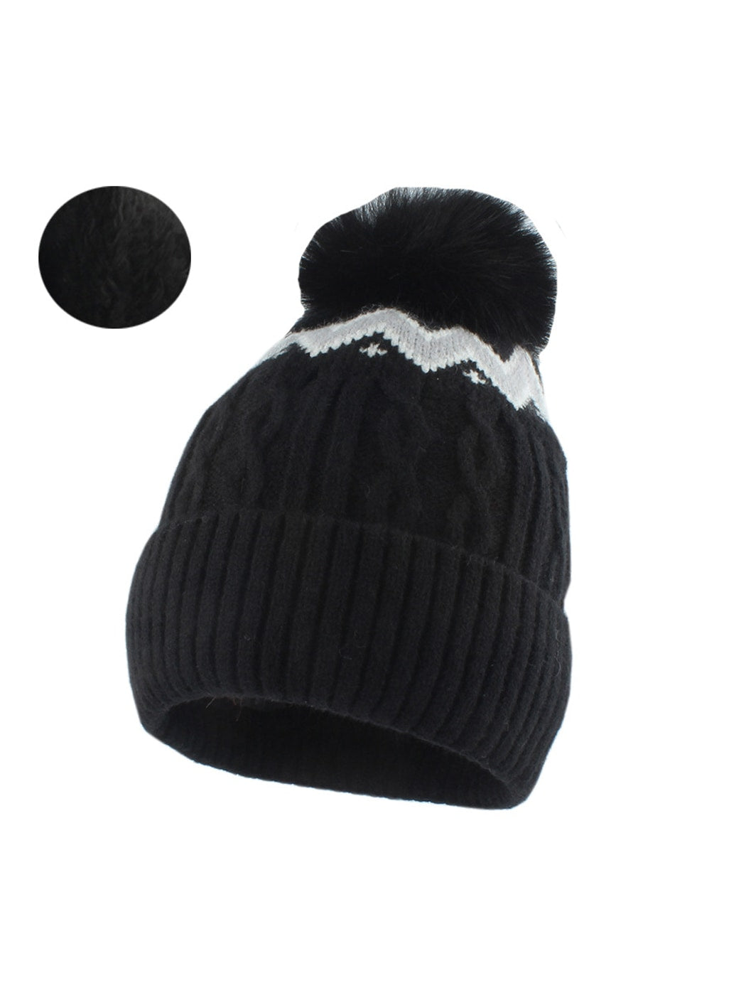 Haila - Women's Winter Ribbed Knit Pom Beanie