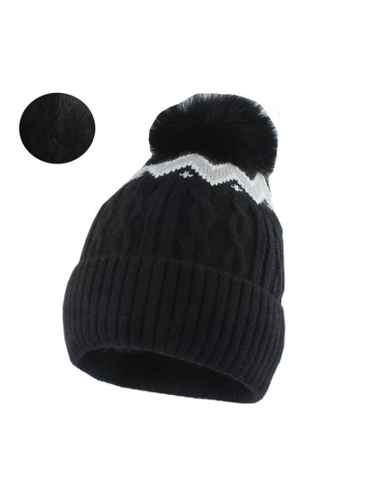 Haila - Women's Winter Ribbed Knit Pom Beanie
