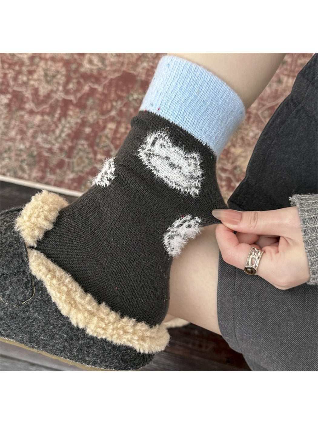Rufia - Cute Bear & Stripe Knit Crew Socks product image 8