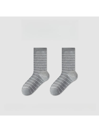 Rufia - Two-color Simple Line Pattern Crew Socks