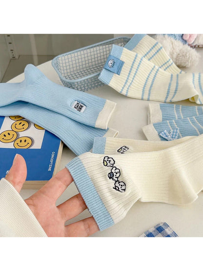 Rufia - Cartoon Ribbed Crew Socks