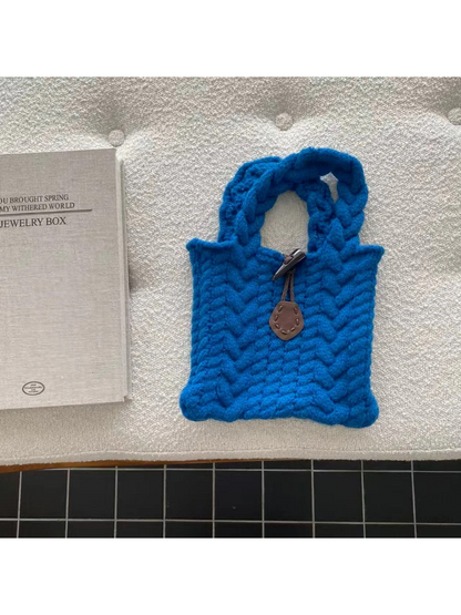 Cosbai - Chunky Textured Knit Mini Tote Bag