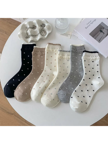 Rufia - Polka Dot Ruffle Cuff Crew Socks product image 1