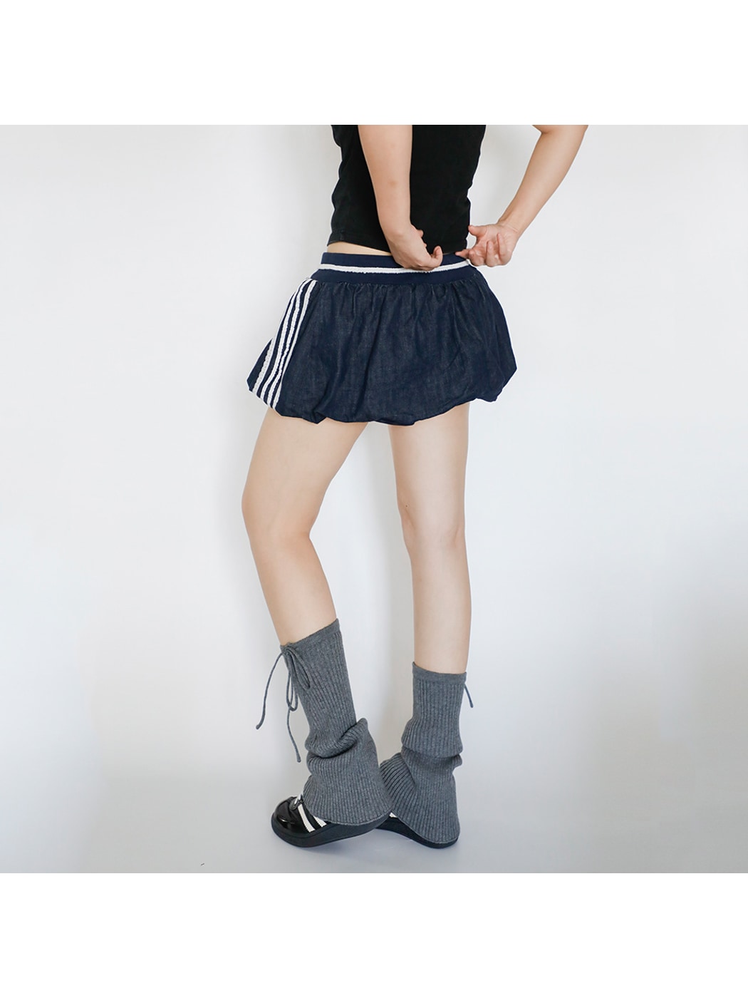 Cozyra - Bow-Tie Ribbed Flared Leg Warmers