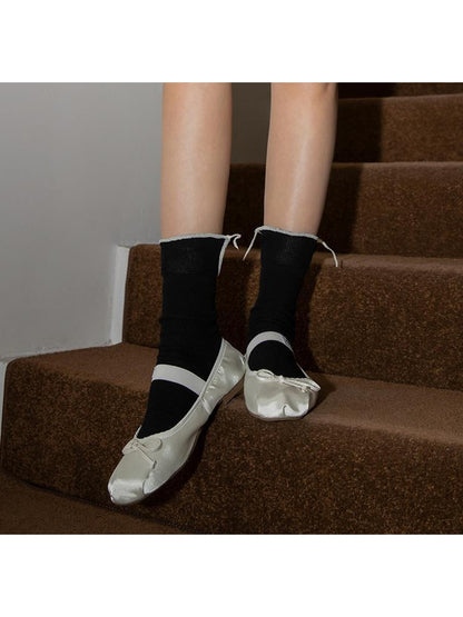 Rufia - Pastel Solid Ribbed Fashion Crew Socks