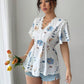 Troposa - Floral V-Neck Peplum Blouse - Summer Ready