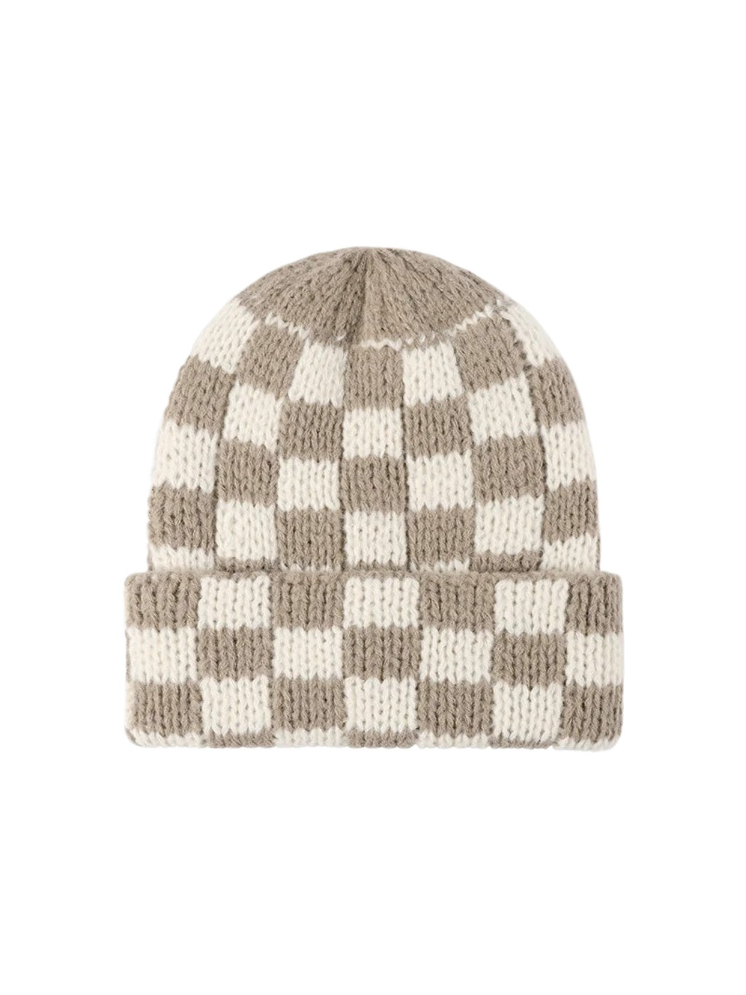 Haila - Checkerboard Knit Cuffed Beanie