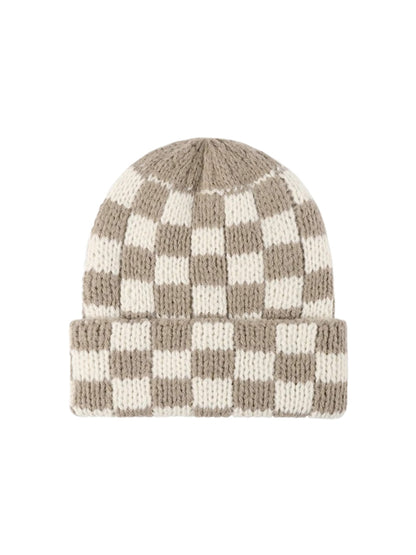 Haila - Checkerboard Knit Cuffed Beanie