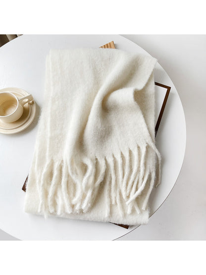 Scarvii - Brushed Solid Color Fringe Scarf