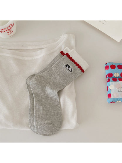 Rufia - Bear Trim Detail Ribbed Crew Socks product image 4