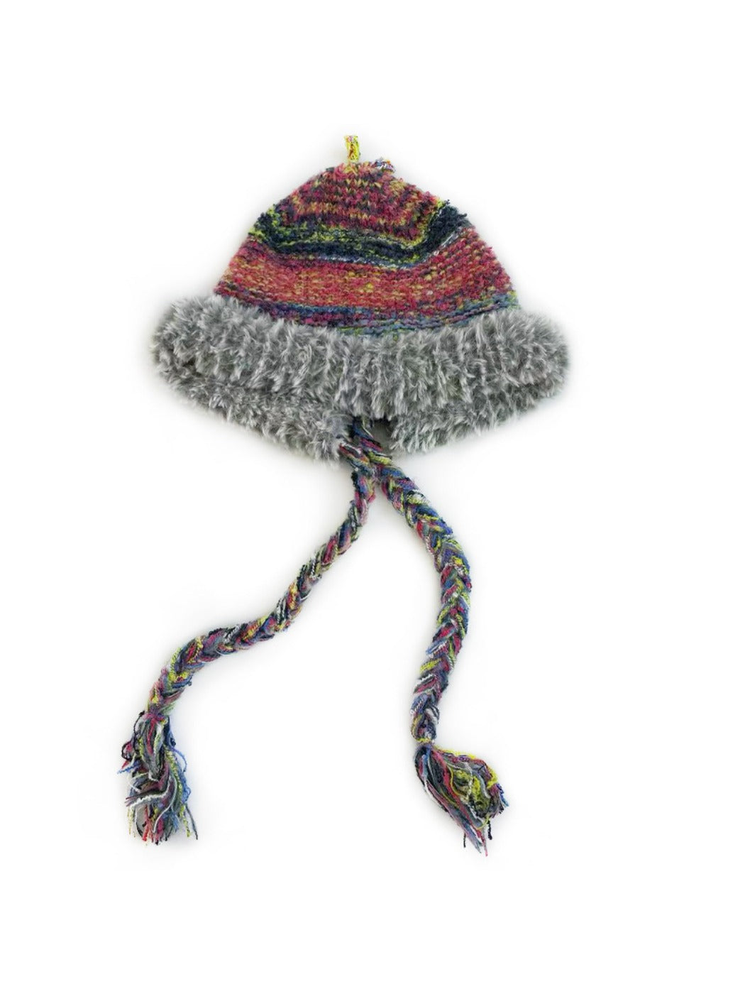 Haila - Rainbow Stripe Knitted Beanie with Earflaps for Women