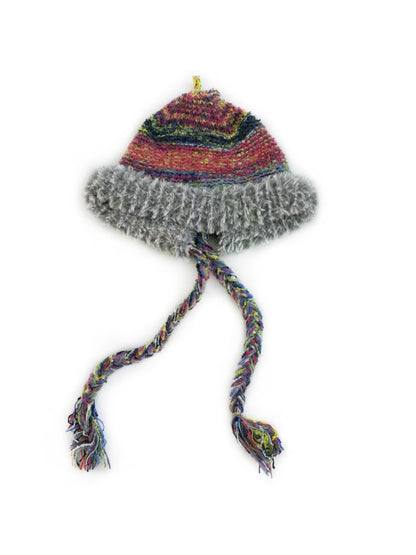 Haila - Rainbow Stripe Knitted Beanie with Earflaps for Women