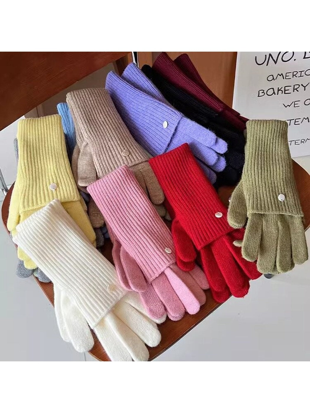 Gloving - Women's Layered Ribbed Knit Winter Gloves