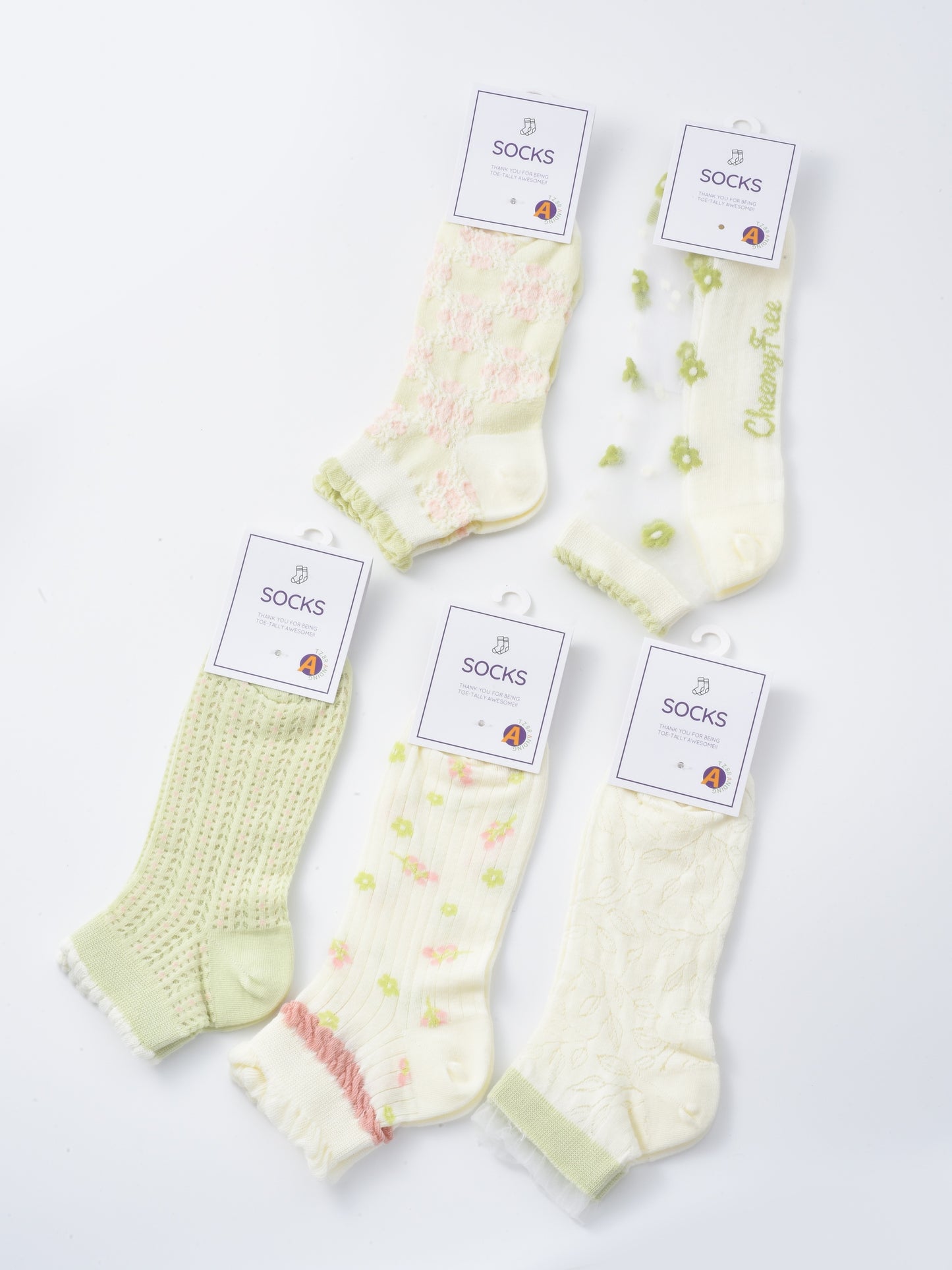 Rufia - Pastel Green & Pink Summer Ankle Socks