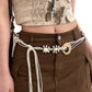 Beco - Boho Beaded Braided Waist Belt - Black/White