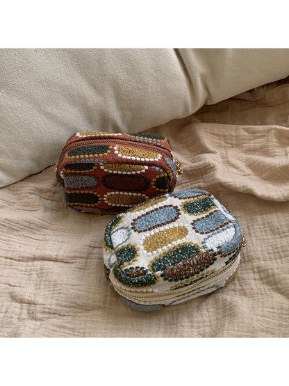 Cosbai - Mini Embroidered Zipper Cosmetic Pouch