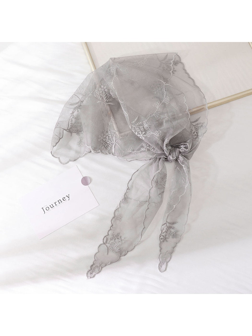 Scarvii - Sheer Floral Print Lace Triangle Bandana