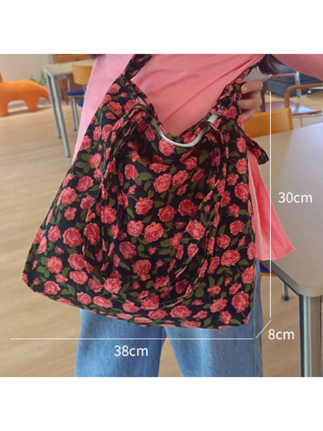Cosbai - Rose Theme Casual Zipper Crossbody Bag