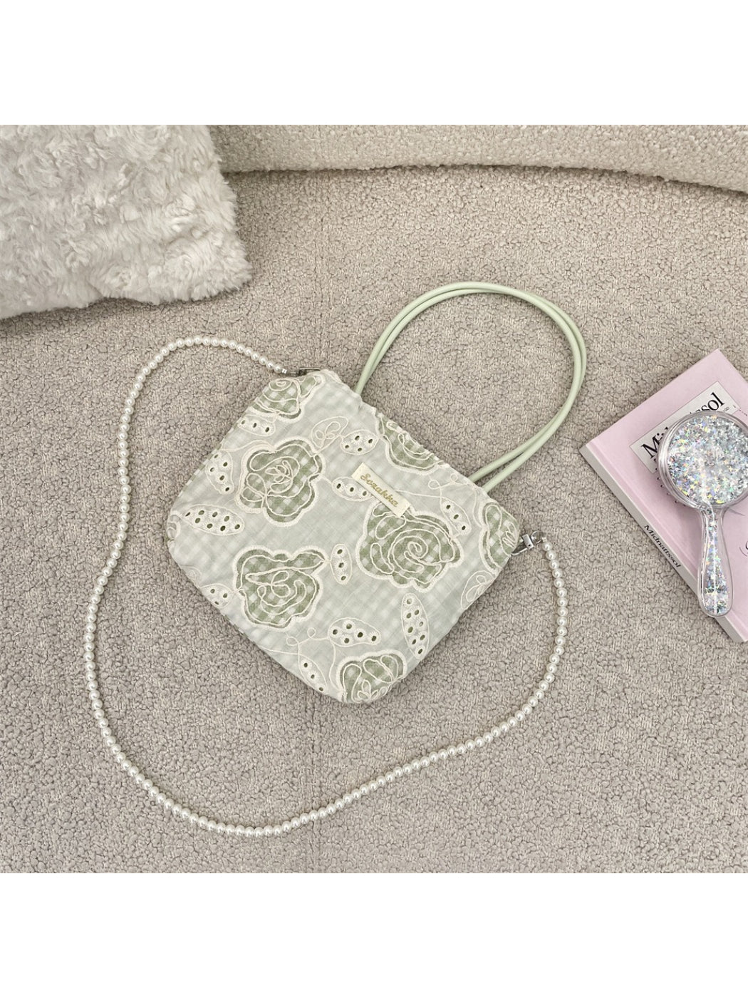 Cosbai - Embroidered Floral Mini Crossbody Bag