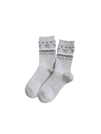Rufia – Plush Socks with Puppy & Bow Print