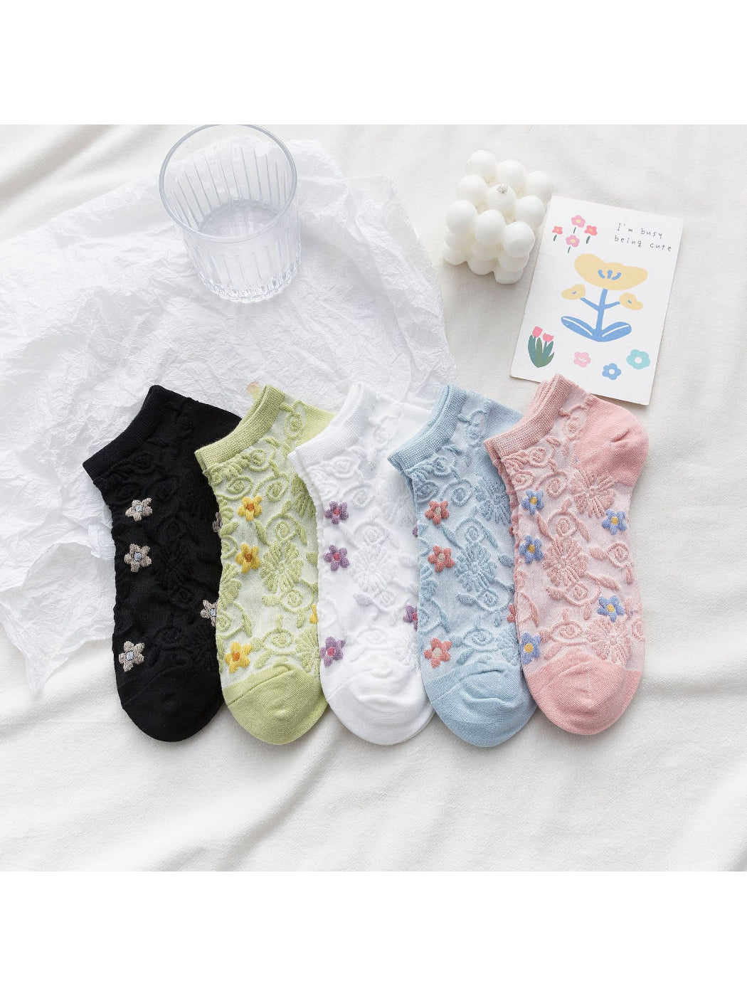 Rufia - Textured Floral Ankle Socks product image 1