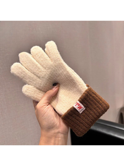 Gloving - Colorblock Fuzzy Texture Gloves