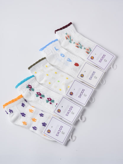 Rufia- Colorful Lace Trim Summer Low-Cut Socks