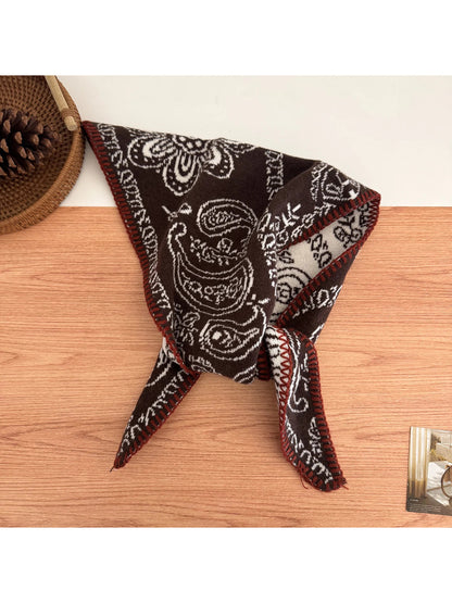 Scarvii - Paisley Pattern Knit Triangle Scarf