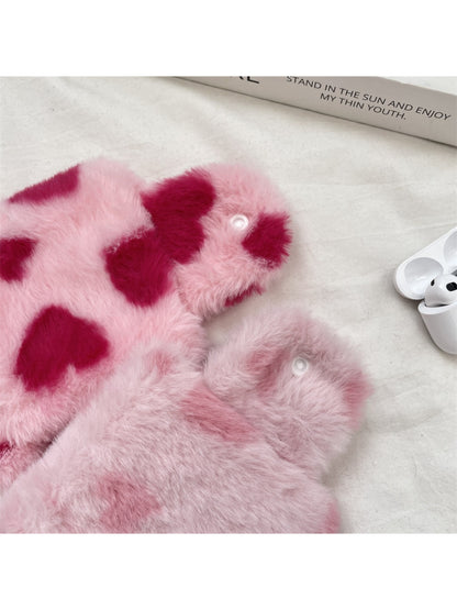 Cosbai - Plush Pattern Mini Pouch Heart