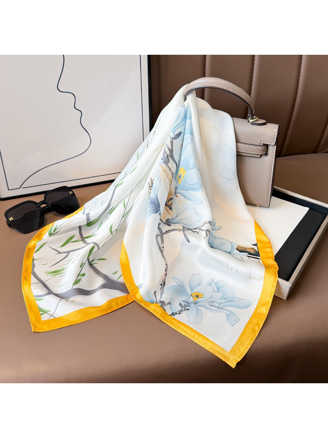 Scarvii Magnolia Floral Square Scarf