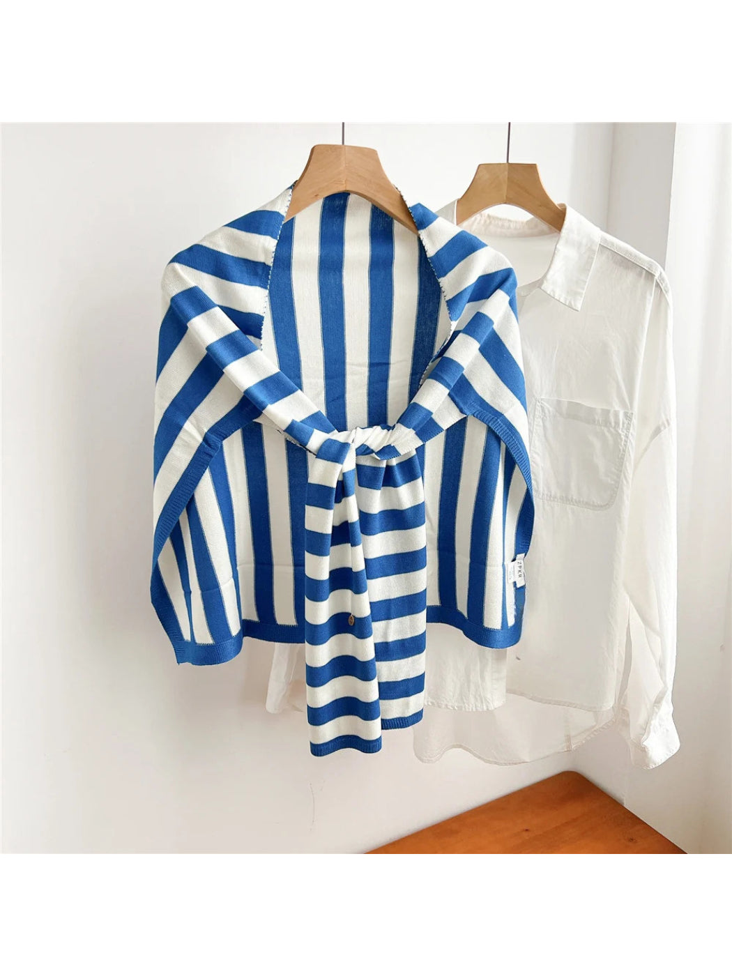 Scarvii - Striped T-Shaped Knit Scarf
