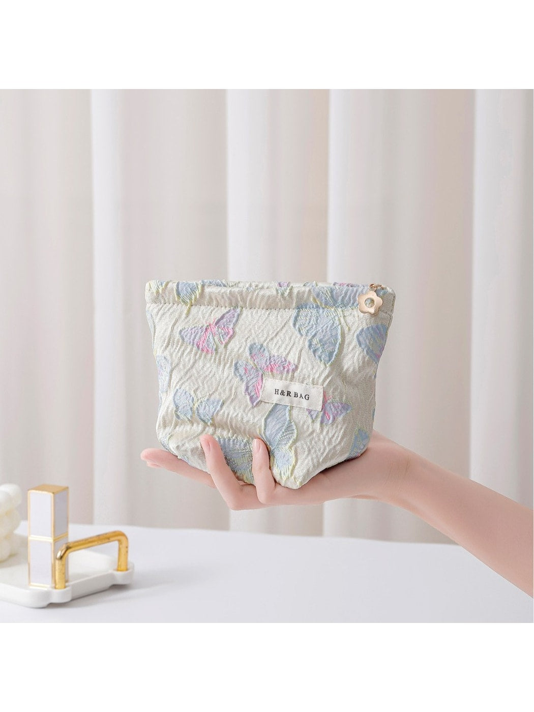 Cosbai - Butterfly Print Handheld Cosmetic Bag