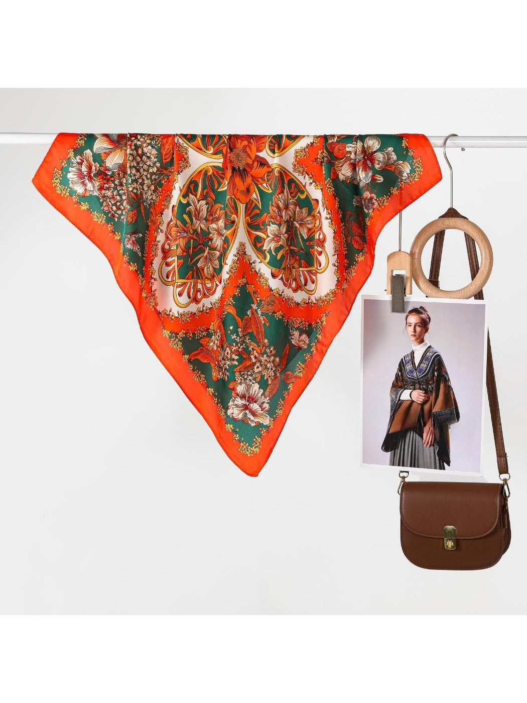 Scarvii - Baroque Bow Floral Square Scarf