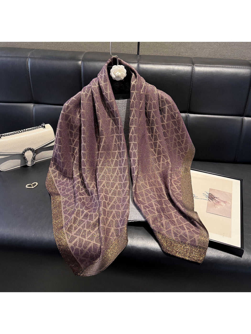 Scarvii - Metallic Geo Pattern Wrap Scarf