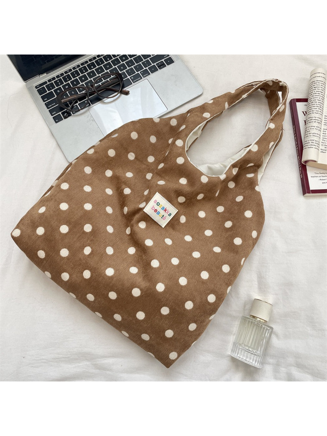 Cosbai - Polka Dot Soft Shoulder Tote Bag
