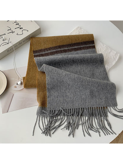 Scarvii - Soft Light Checked Fringe Scarf