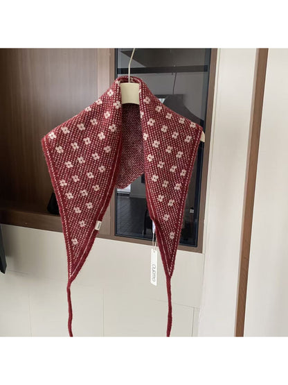 Scarvii - Mini Floral Triangle Knit Scarf