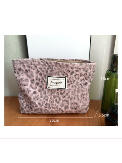 Cosbai - Soft Pink Leopard Print Everyday Cosmetic Pouch