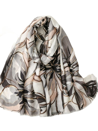 Scarvii - Elegant Orchid Floral Print Scarf